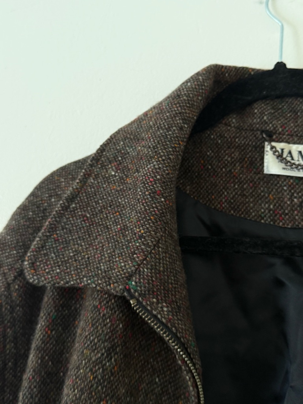 Vintage Peter James Men's XL Brown Wool Cashmere Zip-Up Jacket Sweater Luxury - Picture 11 of 16